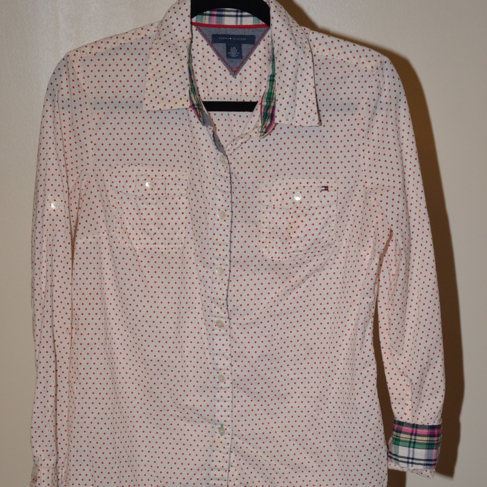 Large White/Red polka dots Tommy Hilfiger Poplin